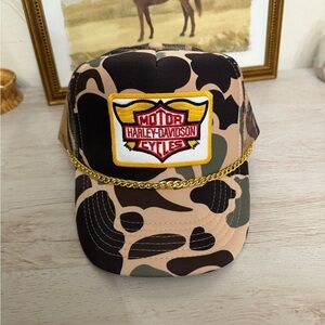 Harley-Davidson Camouflage Trucker Hat with Gold Chain
